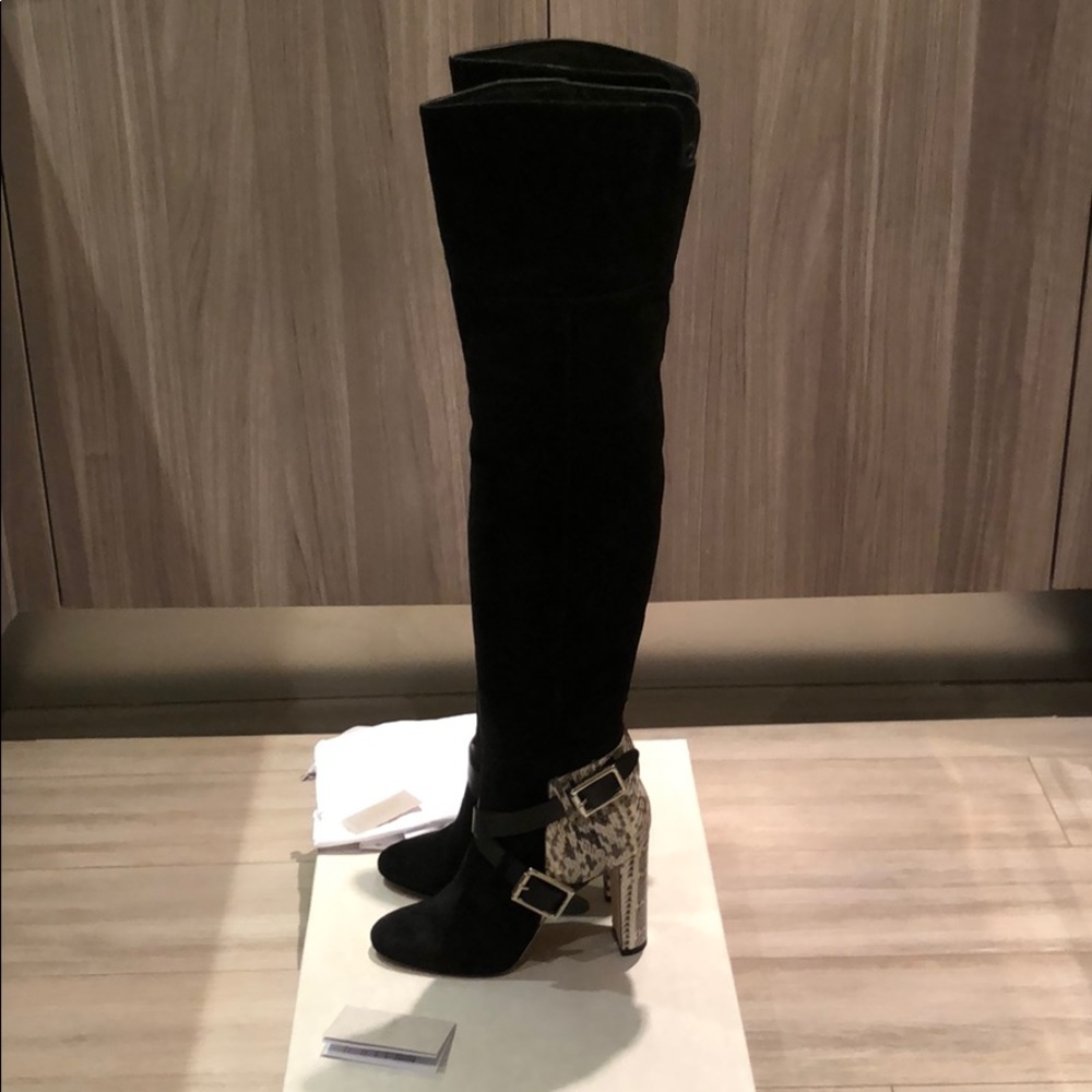 Jimmy Choo Doma snakeskin over knees boots